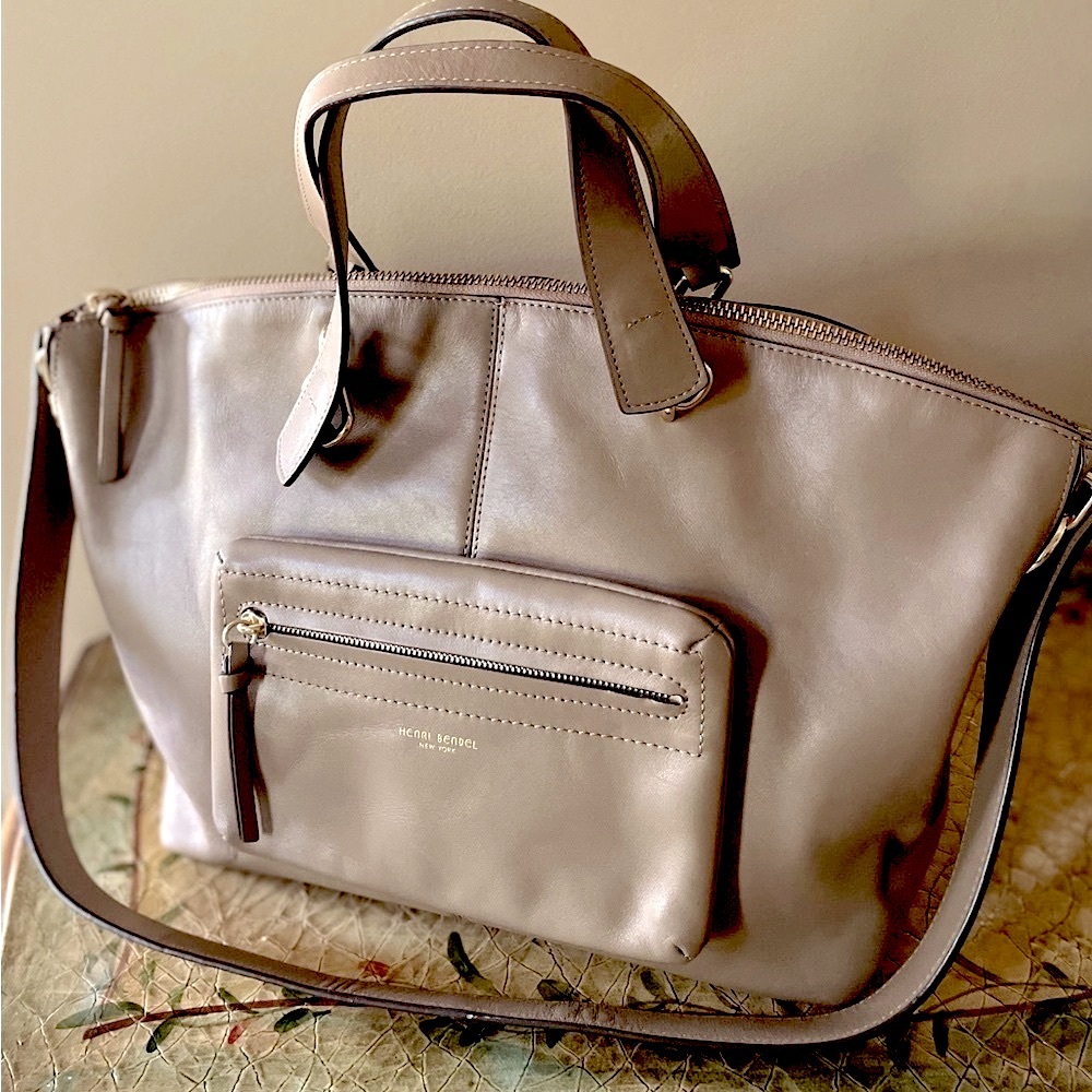 “Henri Bendel W.57th St. New York”  Taupe Color Leather Shoulder Bag.